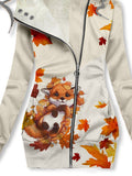 Women's Maple Leaf Cute Fox Plus Velvet Casual Sweatshirt