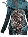 Women's Winter Punk Skull Print Casual Track Jacket