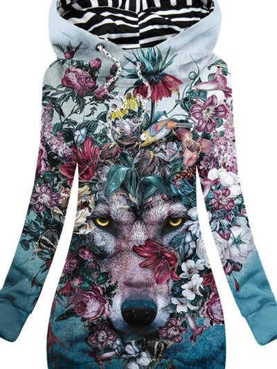 Women's Art Floral Wolf Casual Sweatshirt