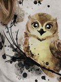 Women's Owl Art Print Sweatshirt