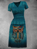 Women's  Vintage Animal Owl Maxi Dress