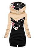 Women's Casual Floral Patchwork Hoodie