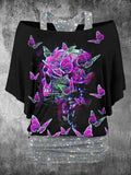 Women's Retro Punk Skull Print Two-Piece Top