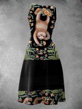 Women's Summer Vintage Sloth Print Maxi Dress