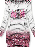 Women's Pink Leopard Christmas Trees Art Casual Sweatshirt