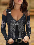 Women's Faith Vintage Punk Printed Long Sleeve Shirt