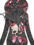 Women's Floral Butterfly Skull Casual Sweatjacken