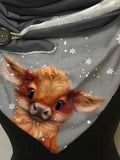 Fleece Highland Cattle Casual Print Scarf