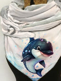 Dolphin-print slouchy fleece scarf and shawl