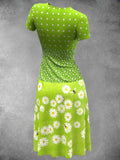 Women's Flower Polka Dot Art Design Panel Dress