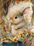 Women's Flower Rabbit Casual Sweatshirt