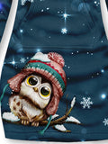 Cute Owl Snowflake Casual Print Sweatshirt