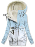 Women's Winter Dandelion Print Casual Track Jacket