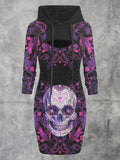 Women's Artistic Skull Two Piece Suspender Dress Top