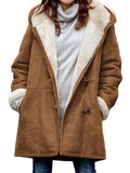 Woman's Autumn And Winter Fashion Horn Button Fleece Warm Jacket Cardigan