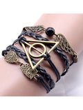 Deathly Hallows Vintage Leather Strap Bracelet Various Owl Wing Bracelets Snitch