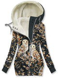 Women's Winter Owl Print Casual Track Jacket