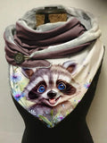 Cute Raccoon Floral Casual Print Scarf