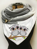 Owl Print Casual Scarf and Shawl