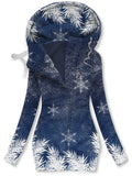 Women's Snowflake Art Casual Sweatjacken