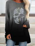 Women's Gradient Skull Casual Top