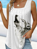 Women's Wolf Square Neckline Casual Tank Top