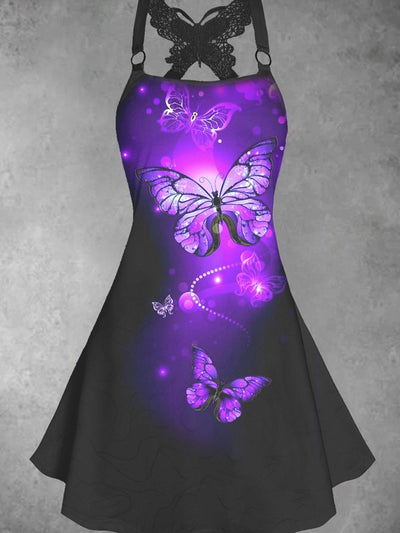 Women's Butterfly Lace Art Design Casual Mini Dress