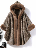 Women's Retro Cape Thickened Imitation Cashmere Wool Hooded Coat Thickened Coat