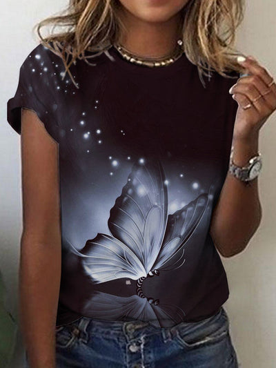 Women's Butterfly Art Printing Casual T-shirt