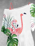 Women's Flamingo Art Design Two Piece Suit Top