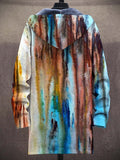 Men's Art Print Plush Thick Loose Long-Sleeved Coat Cardigan