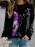 Women's Feather Print Casual Sweatshirt