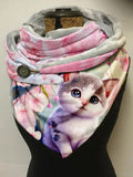 Sakura Cat Casual Print Scarf