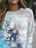 Women's Ocean Shell Art Oil Painting Casual  Sweatshirt