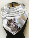 Cat-print slouchy fleece scarf and shawl