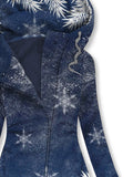 Women's Snowflake Art Casual Sweatjacken