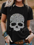 Women's Punk Skull Print T-shirt