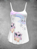 Women's Owl Art Design Two Piece Suit Top