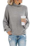 Women's High Collar Pullover Simple Thick Line Loose Top