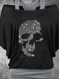 Women's Vintage Punk Skull Printed Two Piece Top