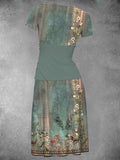 Women's Vintage Floral Mosaic Print Art Dress