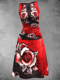 Women's Flower Artistic Design Maxi Dress