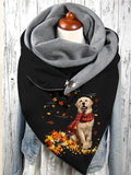 Women's Maple Leaf Cute Pet Dog Simple Print Shawl Scarf