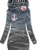 Women's Flower And Anchor Art Print Sweatjacke