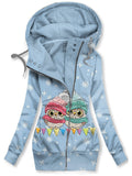 Women's Winter Owl Art Print Casual Track Jacket