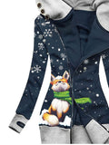 Women's Winter Snowflake Fox Casual Sweatjacken