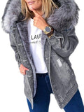 Women's Autumn and Winter Denim Cotton Jacket Coat