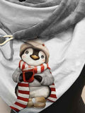 Christmas Winter Cute Penguin Fleece Scarf