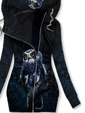 Women's Winter Owl Art Print Casual Track Jacket