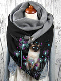 Cat dandelion print casual scarf and shawl